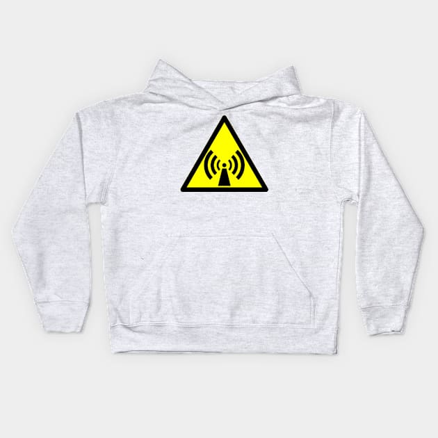 Warning Radio Frequency Kids Hoodie by rupertrussell